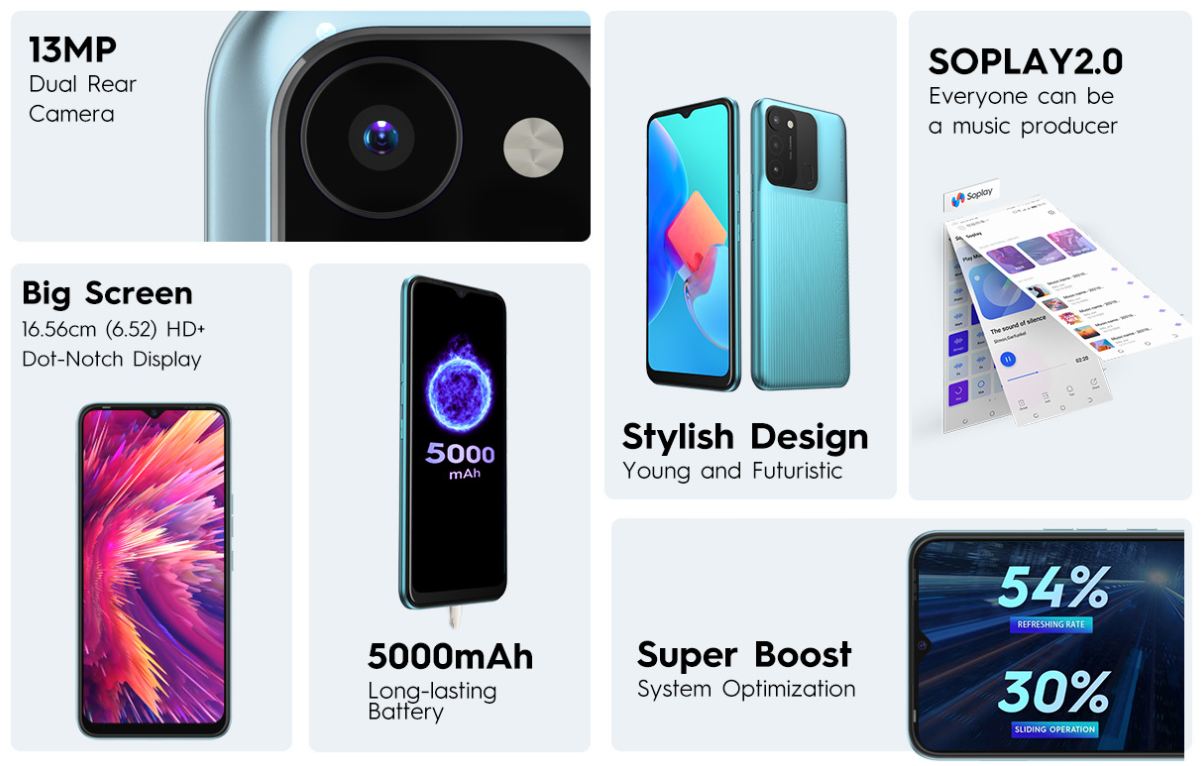 Smartphone Tecno Spark Go 2022 / 2 Go / 32 Go / Bleu